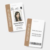Aangepaste Bedrijfs Certificering Werknemer Bruine Badge (Voor- en achterkant)