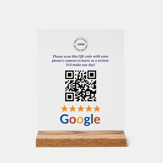 Aangepaste bedrijfs Google Reviews QR-codebedrijf Acryl Bord (Voorkant)