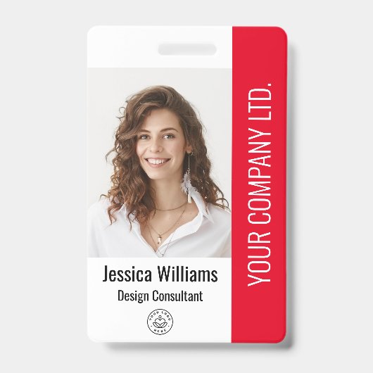 Aangepaste bedrijfs grote werknemer Foto rood-ID Badge (Front)