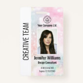 Aangepaste bedrijfs ID badge roze glitter (Voorkant)