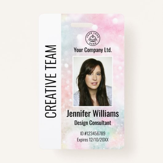 Aangepaste bedrijfs ID badge roze glitter (Voorkant)