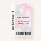 Aangepaste bedrijfs ID badge roze glitter (Achterkant)