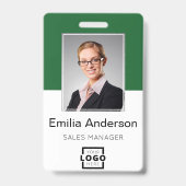 Aangepaste bedrijfs Logo Basic Bar Code Employee P Badge (Front)