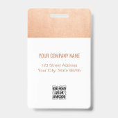 Aangepaste bedrijfs Logo Basic Bar Code Employee P Badge (Achterkant)