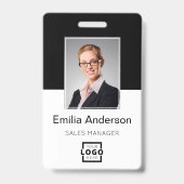 Aangepaste bedrijfs Logo Basic Bar Code Employee P Badge (Front)