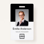 Aangepaste bedrijfs Logo Basic Bar Code Employee P Badge (Voorkant)