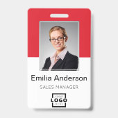 Aangepaste bedrijfs Logo Basic Bar Code Employee P Badge (Front)