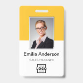 Aangepaste bedrijfs Logo Basic Bar Code Employee P Badge (Front)