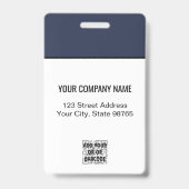 Aangepaste bedrijfs Logo Basic Bar Code Employee P Badge (Back)