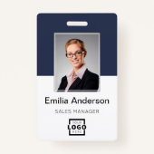 Aangepaste bedrijfs Logo Basic Bar Code Employee P Badge (Voorkant)