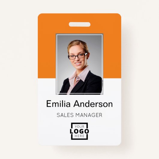 Aangepaste bedrijfs Logo Basic Bar Code Employee P Badge (Voorkant)