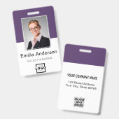 Aangepaste bedrijfs Logo Basic Bar Code Employee P Badge (Front & Back)