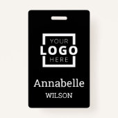 Aangepaste bedrijfs Logo Basic Employee Name Black Badge (Voorkant)