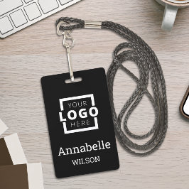 Aangepaste bedrijfs Logo Basic Employee Name Black Badge