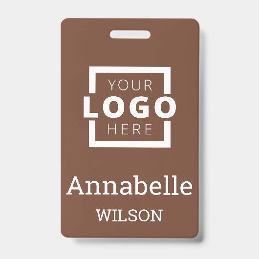 Aangepaste bedrijfs Logo Basic Employee Name Brown Badge (Front)