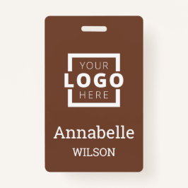 Aangepaste bedrijfs Logo Basic Employee Name Brown Badge