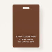 Aangepaste bedrijfs Logo Basic Employee Name Brown Badge (Achterkant)