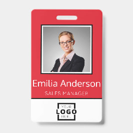 Aangepaste bedrijfs Logo Basic Employee Name Photo Badge