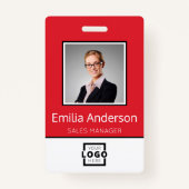 Aangepaste bedrijfs Logo Basic Employee Name Photo Badge (Voorkant)