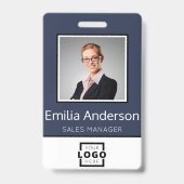 Aangepaste bedrijfs Logo Basic Employee Name Photo Badge (Front)