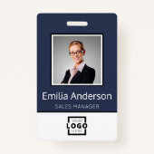 Aangepaste bedrijfs Logo Basic Employee Name Photo Badge (Voorkant)
