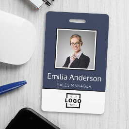 Aangepaste bedrijfs Logo Basic Employee Name Photo Badge