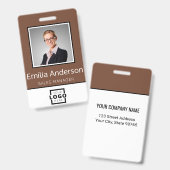 Aangepaste bedrijfs Logo Basic Employee Name Photo Badge (Front & Back)