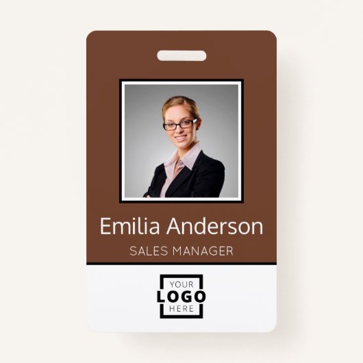 Aangepaste bedrijfs Logo Basic Employee Name Photo Badge (Voorkant)