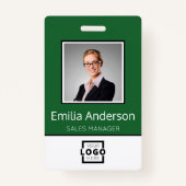 Aangepaste bedrijfs Logo Basic Employee Name Photo Badge (Voorkant)