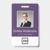Aangepaste bedrijfs Logo Basic Employee Name Photo Badge (Front)
