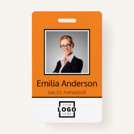 Aangepaste bedrijfs Logo Basic Employee Name Photo Badge