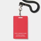 Aangepaste bedrijfs Logo Basic Employee Name Red Badge (Back with Lanyard)
