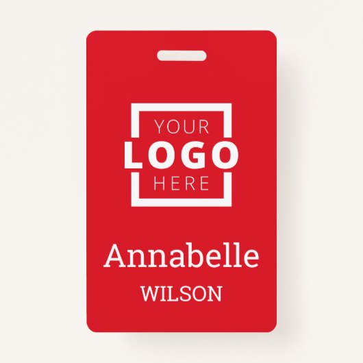 Aangepaste bedrijfs Logo Basic Employee Name Red Badge (Voorkant)