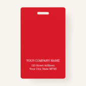 Aangepaste bedrijfs Logo Basic Employee Name Red Badge (Achterkant)