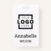 Aangepaste bedrijfs Logo Basic Employee Name White Badge (Voorkant)