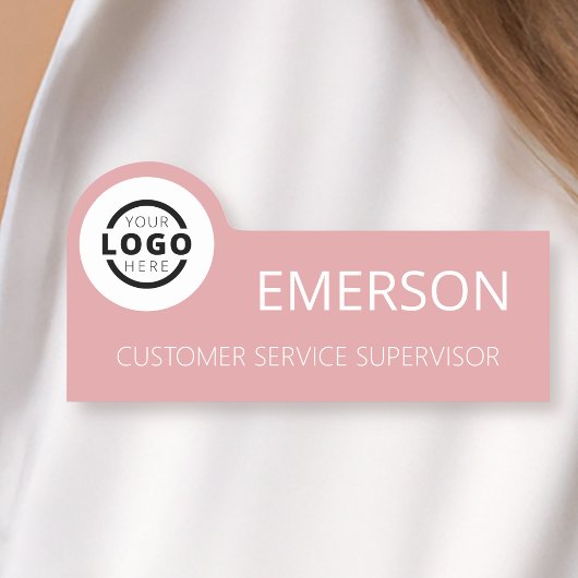 Aangepaste bedrijfs Logo Basic Employee Pink Name Naamplaatje