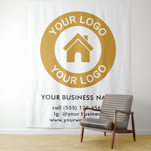 Aangepaste bedrijfs Logo Business Event White Wandkleed (In situ)