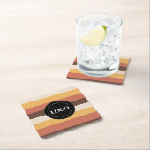 Aangepaste bedrijfs Logo Retro Stripes 60s 70s Kartonnen Onderzetters (Insitu)