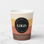 Aangepaste bedrijfs Logo Retro Stripes 60s 70s Papieren Bekers (Voorkant)