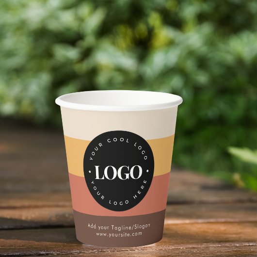 Aangepaste bedrijfs Logo Retro Stripes 60s 70s Papieren Bekers