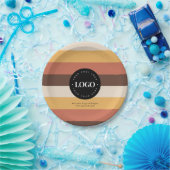 Aangepaste bedrijfs Logo Retro Stripes 60s 70s Papieren Bordje (Feest)