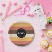 Aangepaste bedrijfs Logo Retro Stripes 60s 70s Papieren Bordje (Feest)