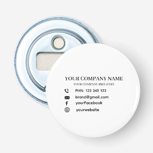 Aangepaste bedrijfs-promotionele branding  button flesopener (Voorkant)