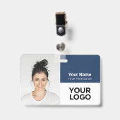 Aangepaste bedrijfs werknemer Fotonaam Logo Badge (Voorzijde met clip)