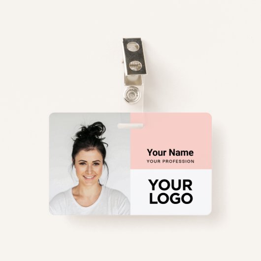 Aangepaste bedrijfs werknemer Fotonaam Logo Badge (Voorkant met clip)