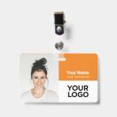 Aangepaste bedrijfs werknemer Fotonaam Logo Badge (Voorzijde met clip)