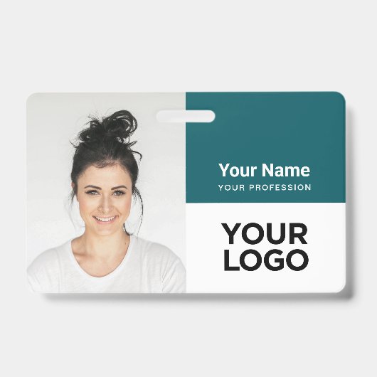 Aangepaste bedrijfs werknemer Fotonaam Logo Badge (Voorzijde)