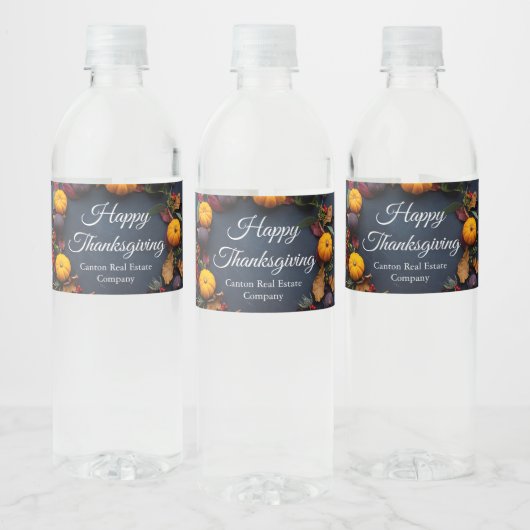 Aangepaste bedrijfsadvertenties voor Thanksgiving Waterfles Etiket (Flessen)