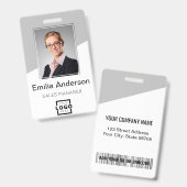 Aangepaste bedrijfsbalk Code werknemer foto grijs Badge (Front & Back)