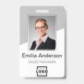 Aangepaste bedrijfsbalk Code werknemer foto grijs Badge (Front)